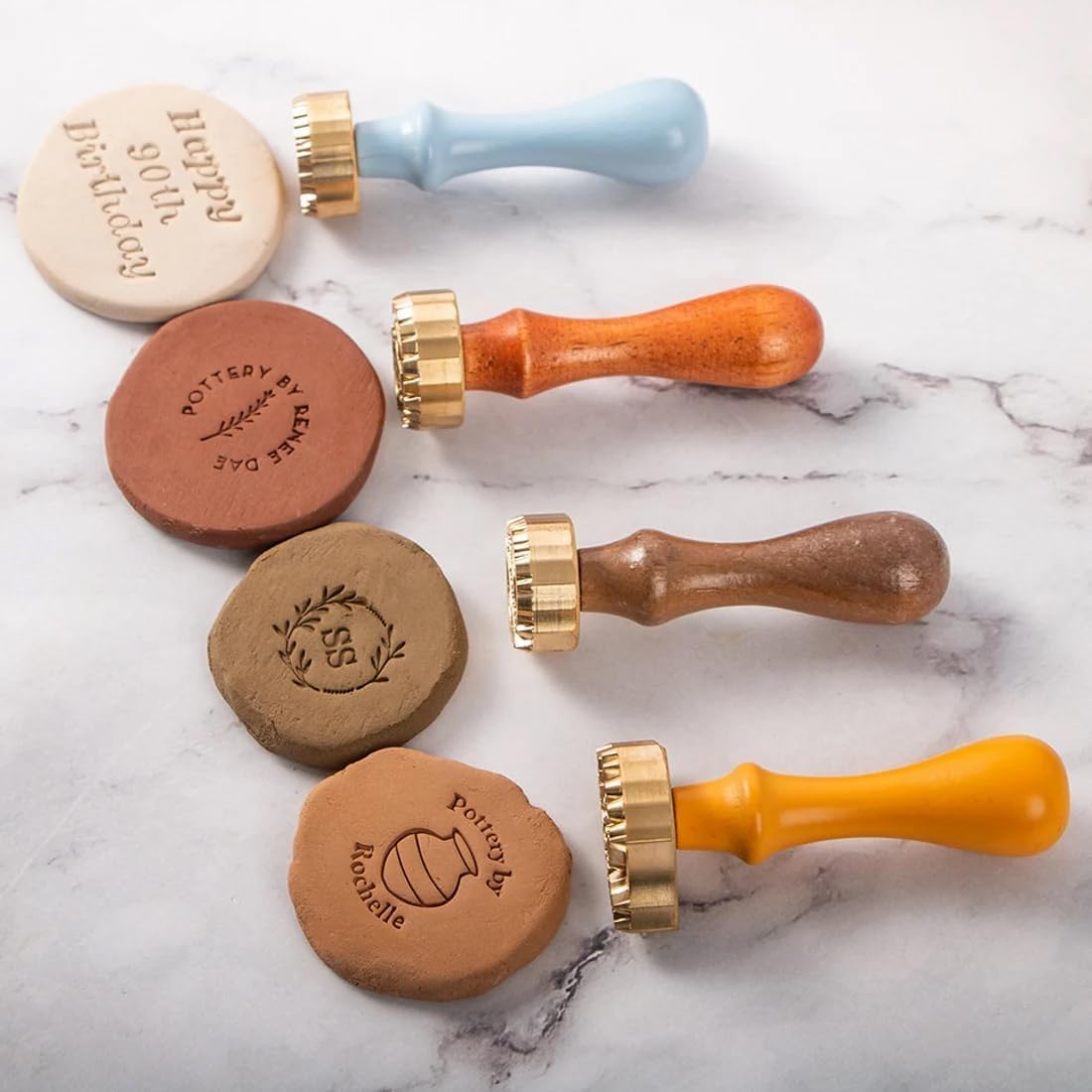 Vniqloo Brass Personalized Pottery Stamp For Clay, Handmade Signatures Stamper For Pottery, Stamp-Mold For Ceramics