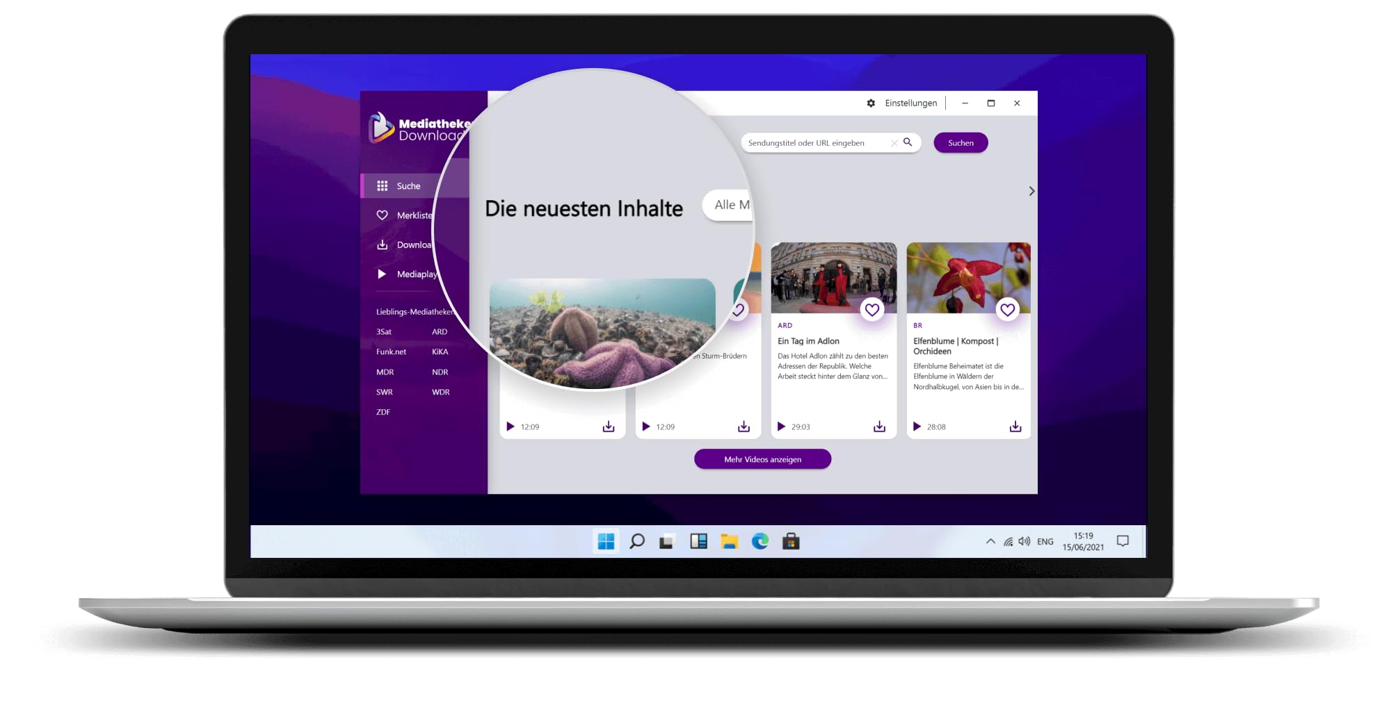 Mediatheken Downloader 2025 für ARD, ZDF, 3sat, BR, Funk.net, KiKA, NDR uvm direkt ansehen oder speichern - legaler Download - Win 11, 10