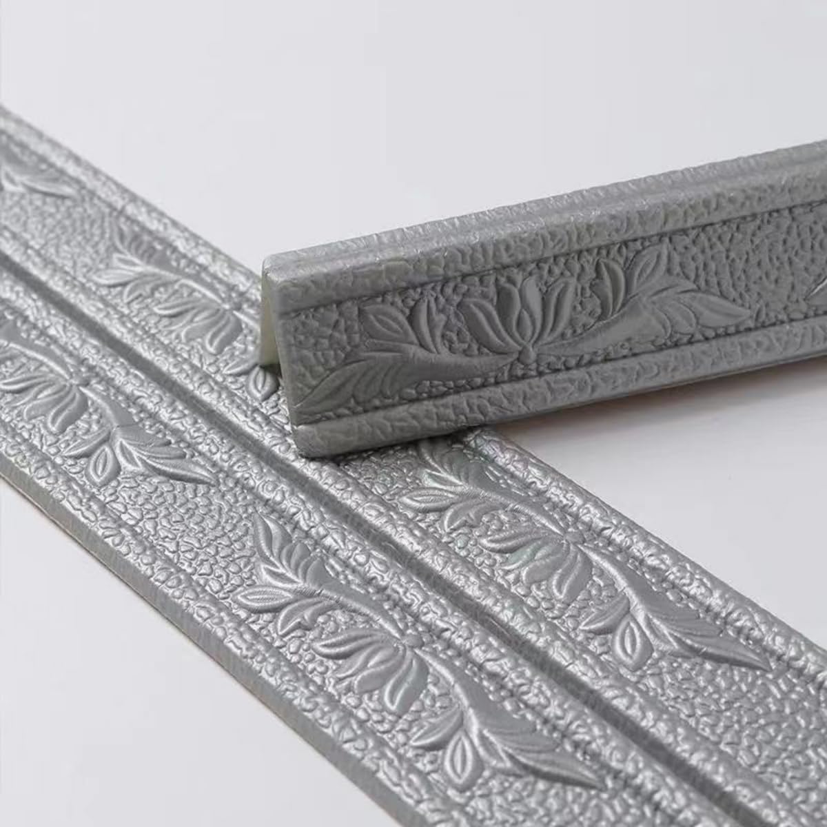 Guest Ruyunlai Grey Self Adhesive 3D Foam Wall Trim Peel And Stick Wallpaper Border For Ceiling Crown Molding And Wall Skirting Baseboards 8Cm X 230Cm X 2Pcs
