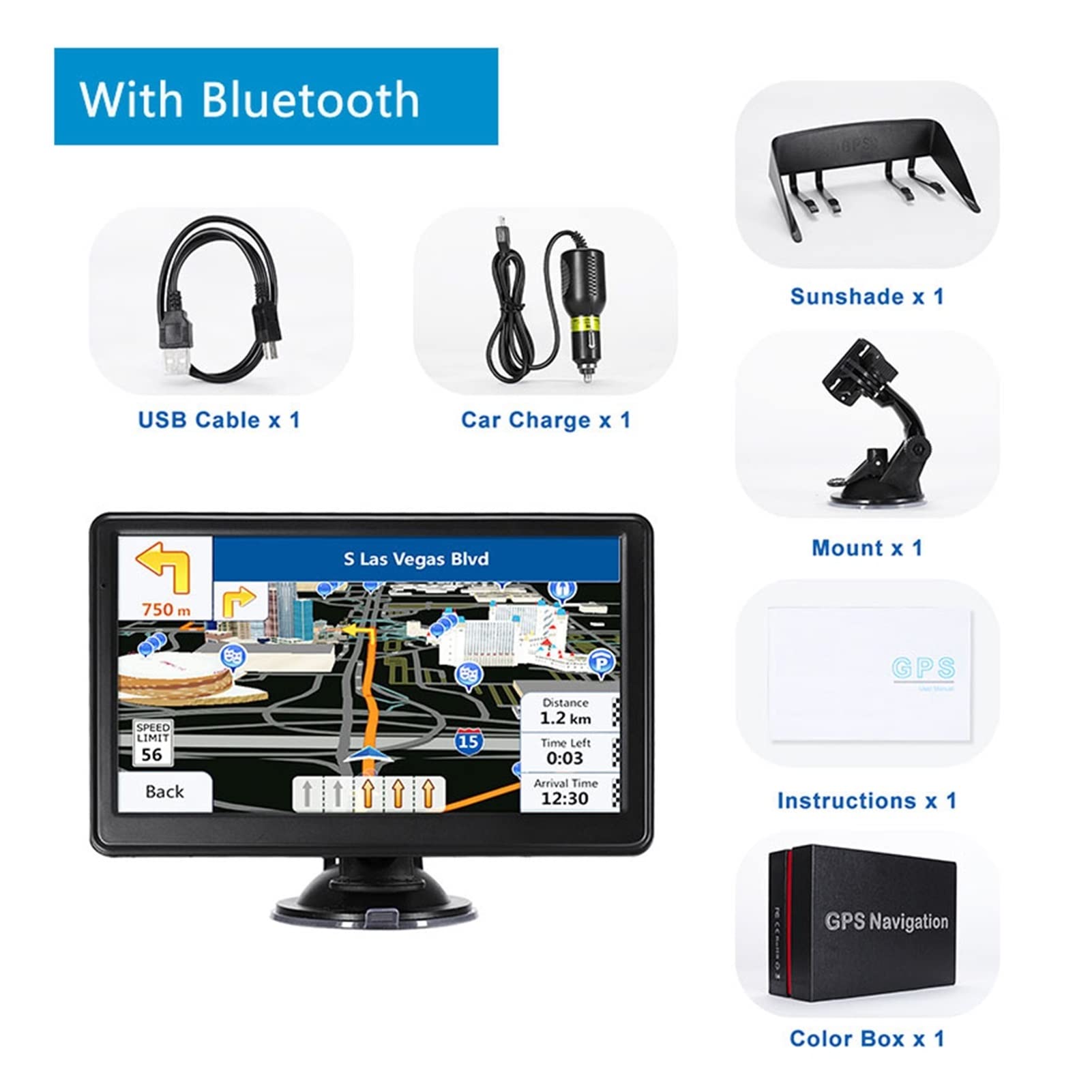 Navigazione GPS per camion, camper, auto 7 '' auto camion GPS Navigazione 735 25. 6 MB + 8 GB HD Touch Screen Auto Navigator Facile da usare (Size : BT)
