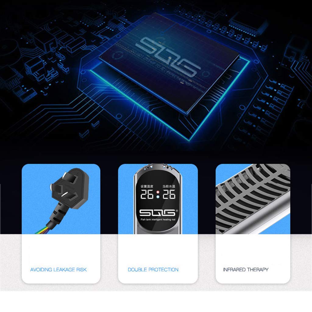 MU Calentador de termómetro de Acuario Digital para el hogar, médico infrarrojo IC, Control Remoto Independiente,Plata,800W