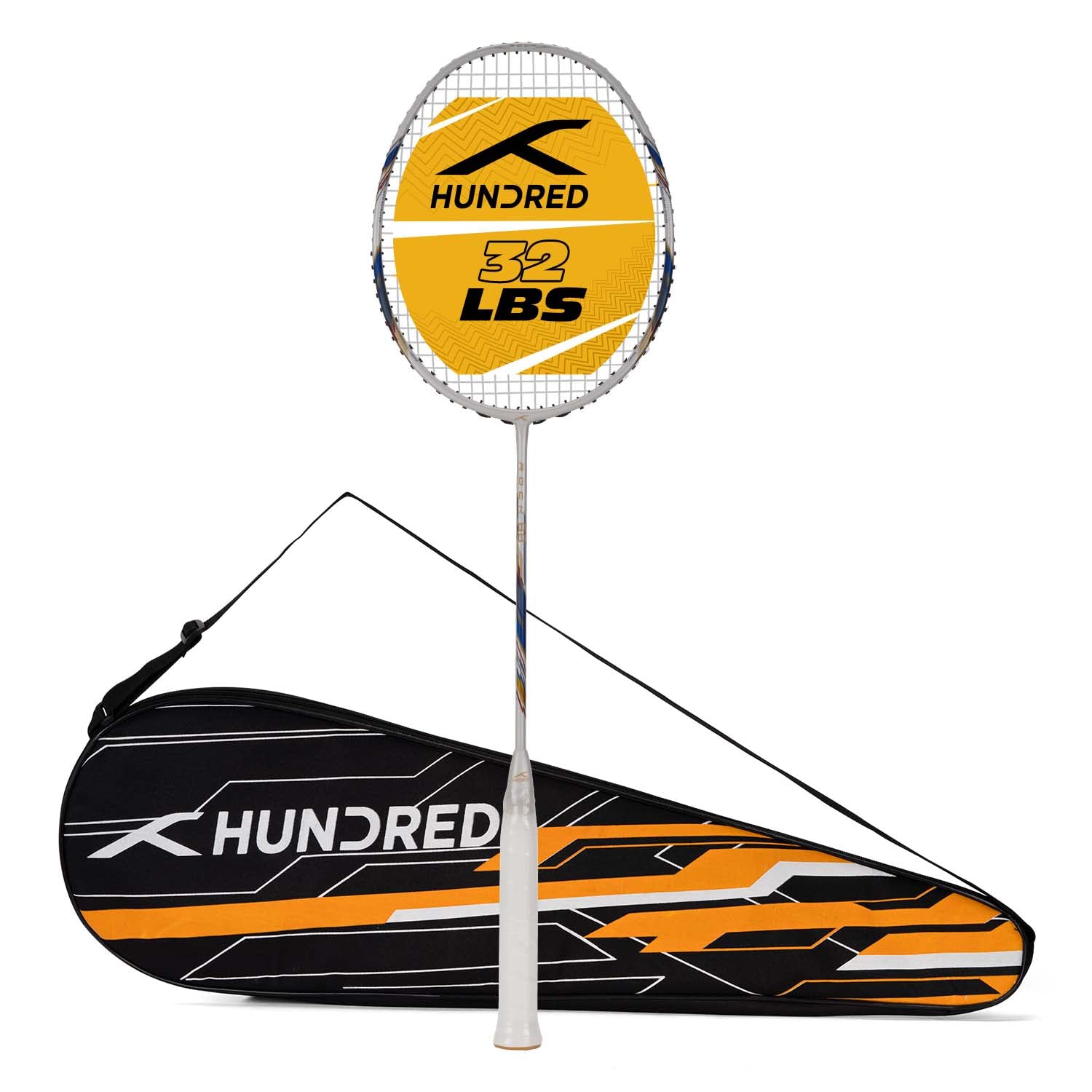 HUNDRED ROCK 88 Carbon Fibre Strung Badminton Racket with Full Racket Cover | For Intermediate Players | 82 grams | Maximum String Tension - 32lbs
