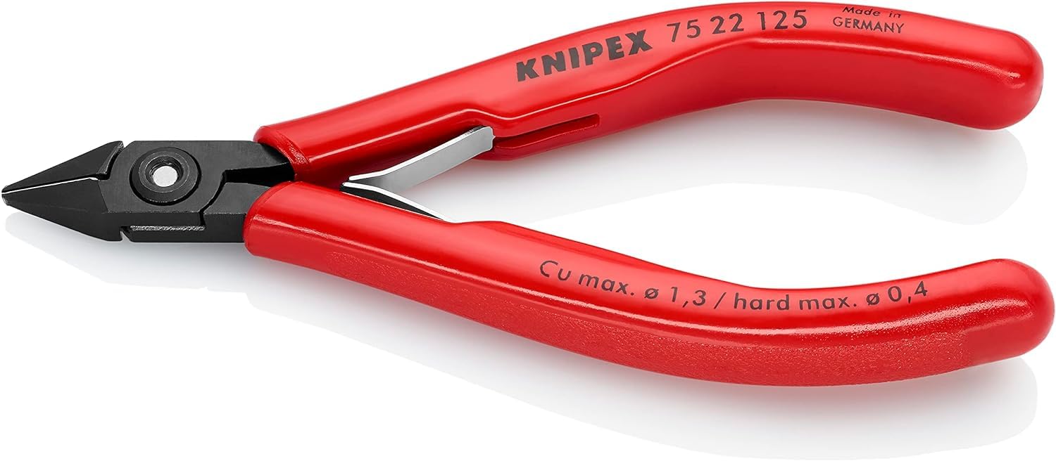 KNIPEX Szczypce tnące boczne dla elektroników z nasadkami z tworzywa sztucznego 125 mm, 75 22 125