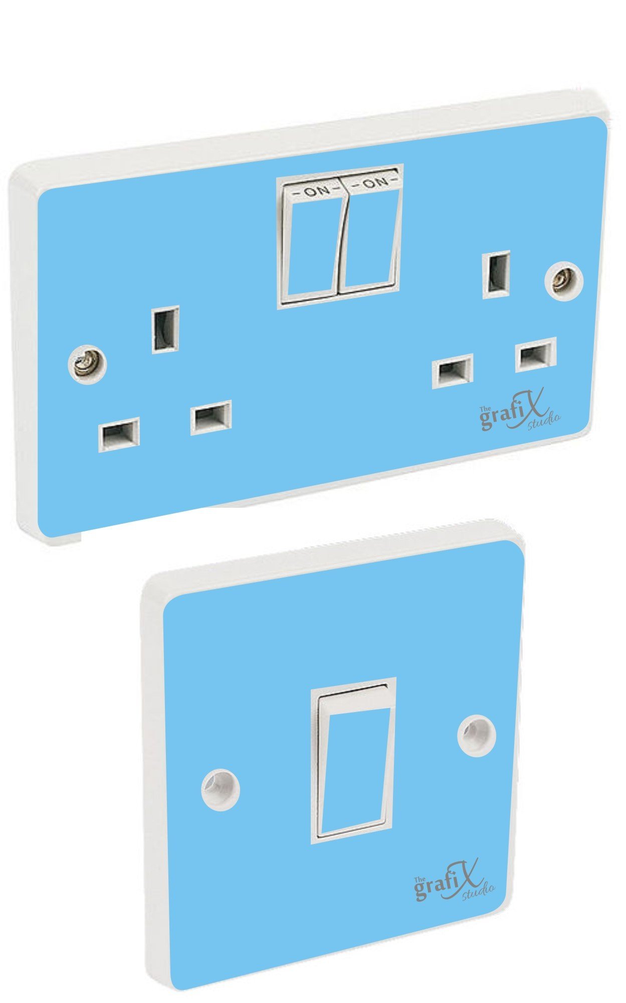 the grafix studio Light Blue Gloss Light Switch & Double Socket Sticker Vinyl/Skin cover
