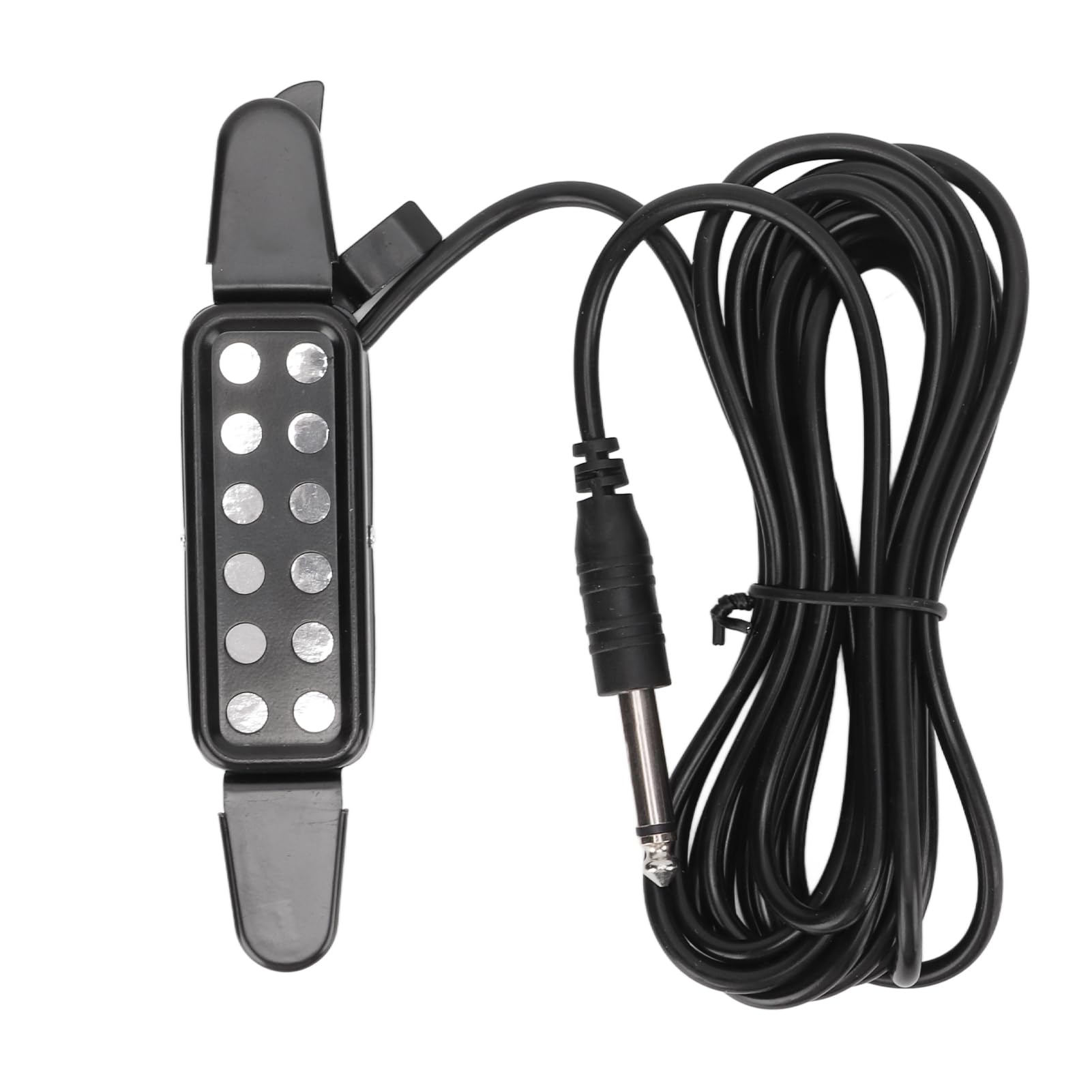 Guitar Pickup 12 Sound Holes Volume Amplifier Instrument Accessory for Acoustic Black