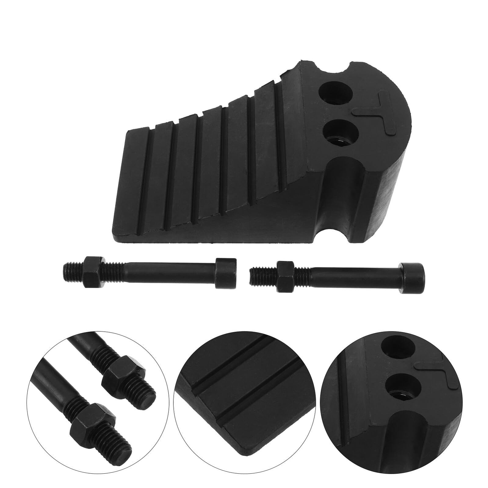 Alipis Bloque de Tope de Goma para Automóvil Triangular Negro | Tornillos Incluidos, para Vehículo y Suv, Uso en Aparcamiento Interior