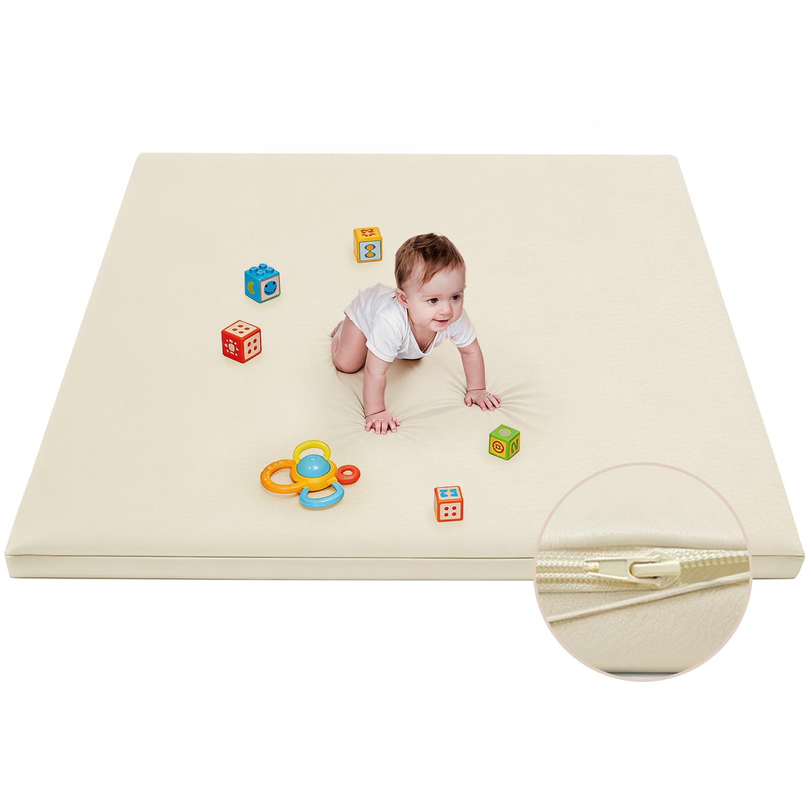 ILPEOD Waterproof Baby Play Mat for Floor Memory Foam 50 * 50 Cushion Playpen Playmat Tummy Time Crawling Mat Nursery Rug Thick Pad Create Soft & Safe