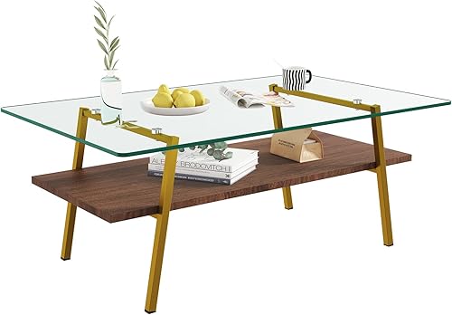 Miniatura 3 de Juego de mesa auxiliar y mesa auxiliar de 3 piezas, marco de metal dorado, mesas auxiliares superiores de cristal, estante superior cuadrado, mesas