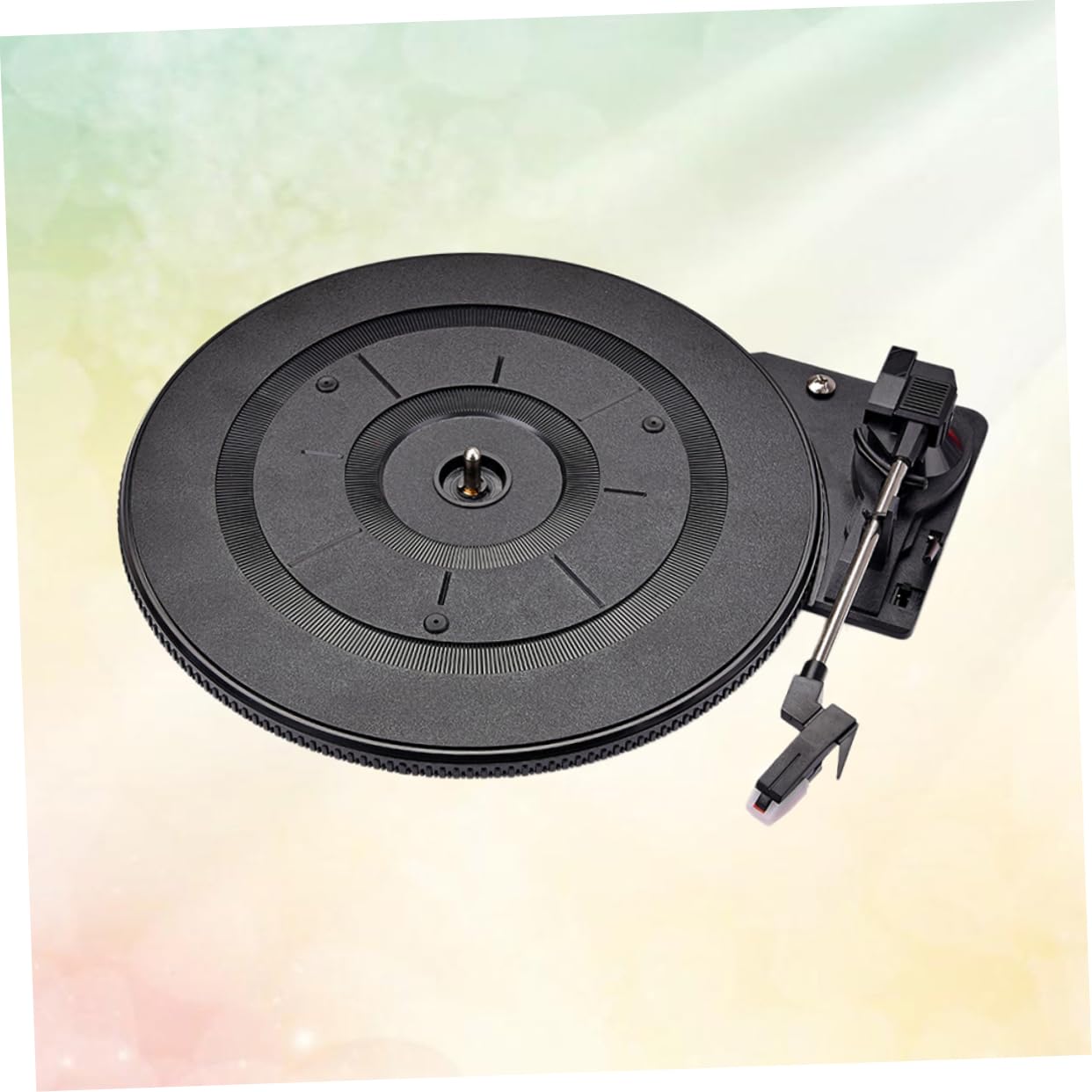Platine Vinyle Vintage 28cm Noire Ambiance Noël, Préampli Intégré