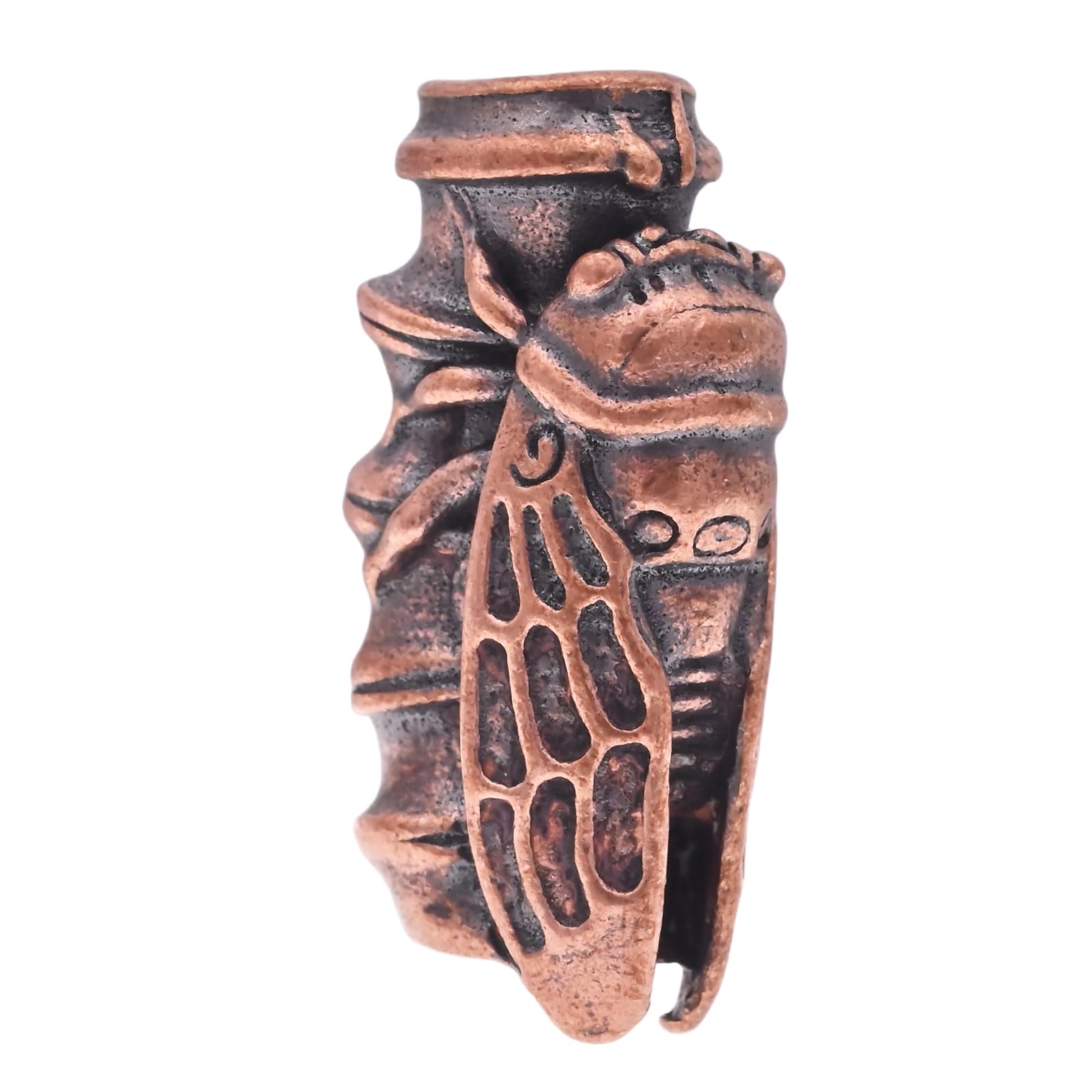 KMOATIM Retro Brass Vertebra Paracord Beads,Antique EDC Charms Pendant for Knife Lanyard Cord Bracelet Keychains Metal Accessories (Red Cicada)
