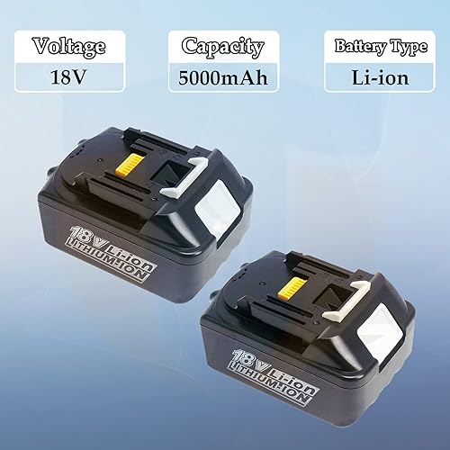 Miniatura 3 de 2 baterías BL1850 BL1850B 18V 5.0Ah con cargador rápido dual DC18RD compatibles con Makita BL1830 BL1840 BL1850 BL1860 con Makita Radios DMR1001