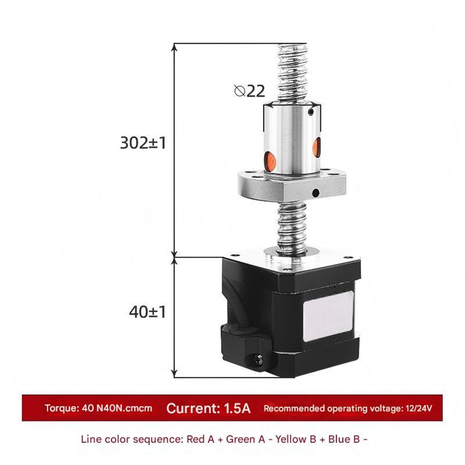 Motor paso a de husillo bolas lineal integrado Nema17 motor(100mm)