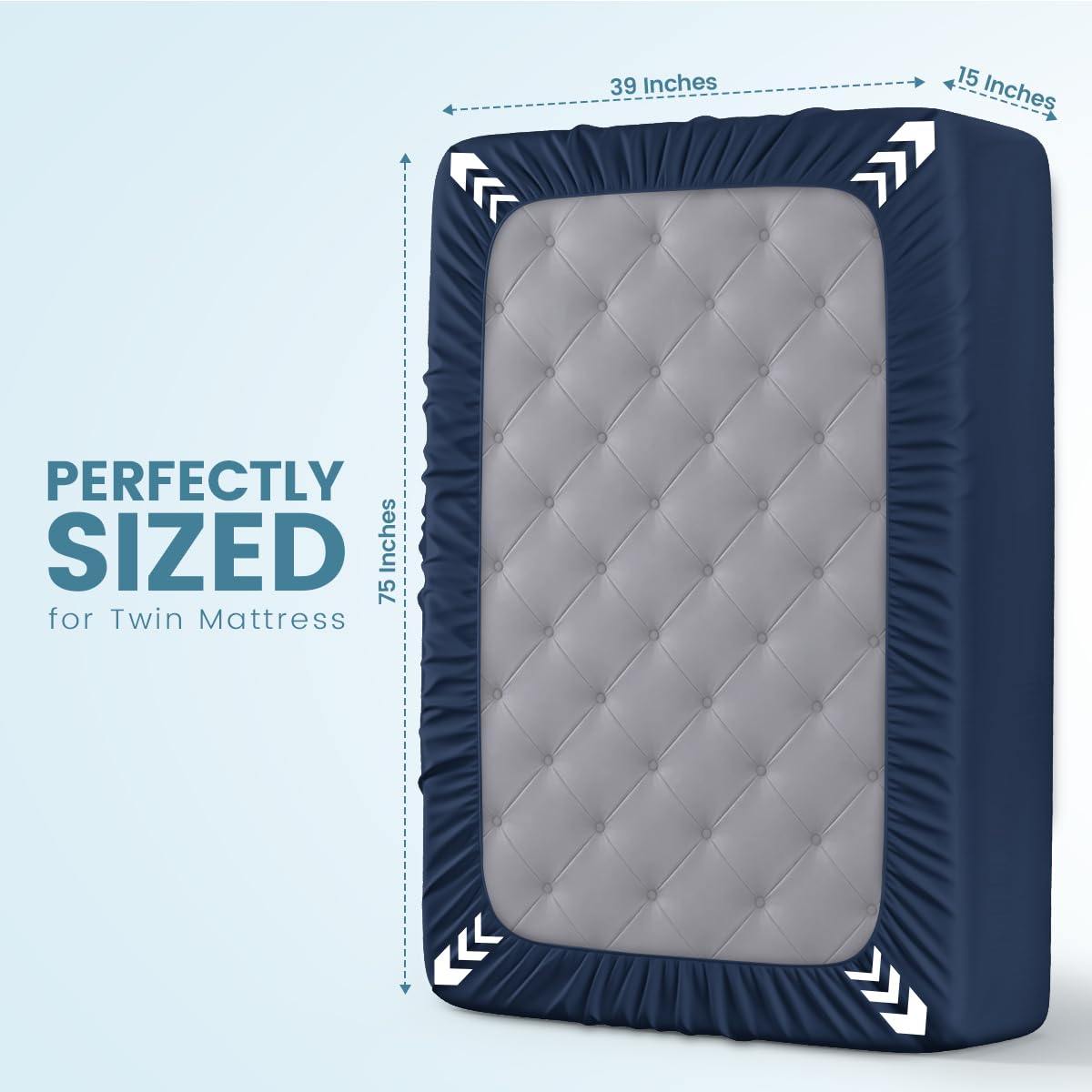 Waterproof Mattress Protector USA Twin Size, Premium Terry Mattress Protector by Utopia Bedding, Navy - Image 4