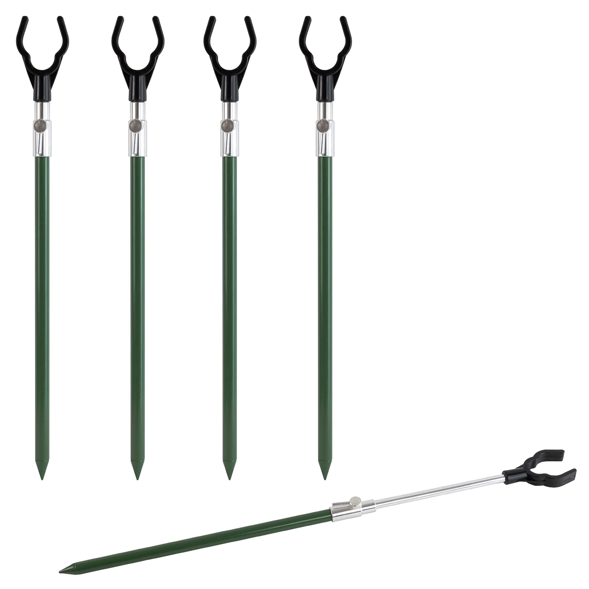 Crystals Telescopic Fishing Bank Stick Rod Bank Stick Extending Tackle Rod Rest for Carp, Coarse, and Match Fishing (40 – 60 cm), (Set of 4)