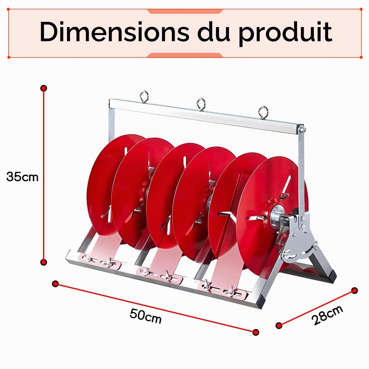 Enrouleur de Câble à 3 Roulements, Support d'enrouleur de Câble | Enrouleur de Câble en Acier Inoxydable, Enrouleur de Tuyau d'arrosage, Enrouleur de Câble, 52*28*35cm