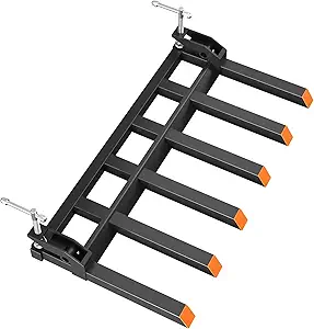 58" Bucket Clamp On Debris Forks,Pallet Forks UP to Load 4000LBS,Clamp On Pallet Forks with 6 Fork Configuration,for Loader Bucket Skid Steer