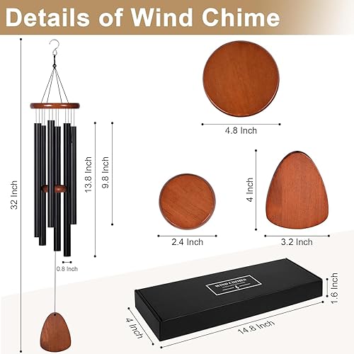 Miniatura 4 de Campanillas de viento para espacio exterior, campanillas de viento conmemorativas con 6 tubos de aluminio, campanillas de viento al aire libre para