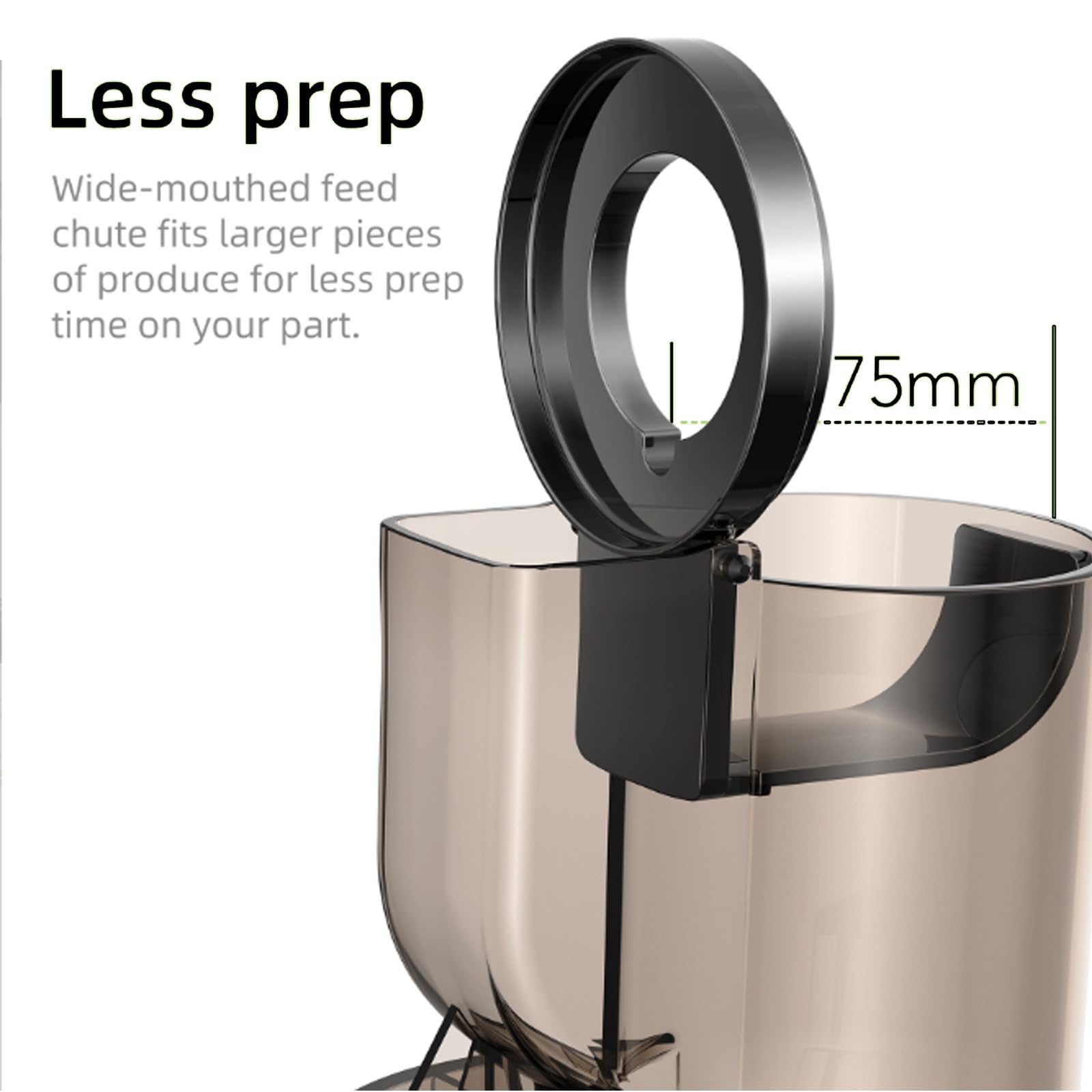 Spremiagrumi Lento A Bocca Larga Per Frutta E Verdura, Spremiagrumi 200W,Spremiagrumi Centrifugo Bocca Larga 75 Mm, Centrifugo Acciaio Inossidabile A Velocità 55 Giri/Min/Capacità 700 Ml,Grey