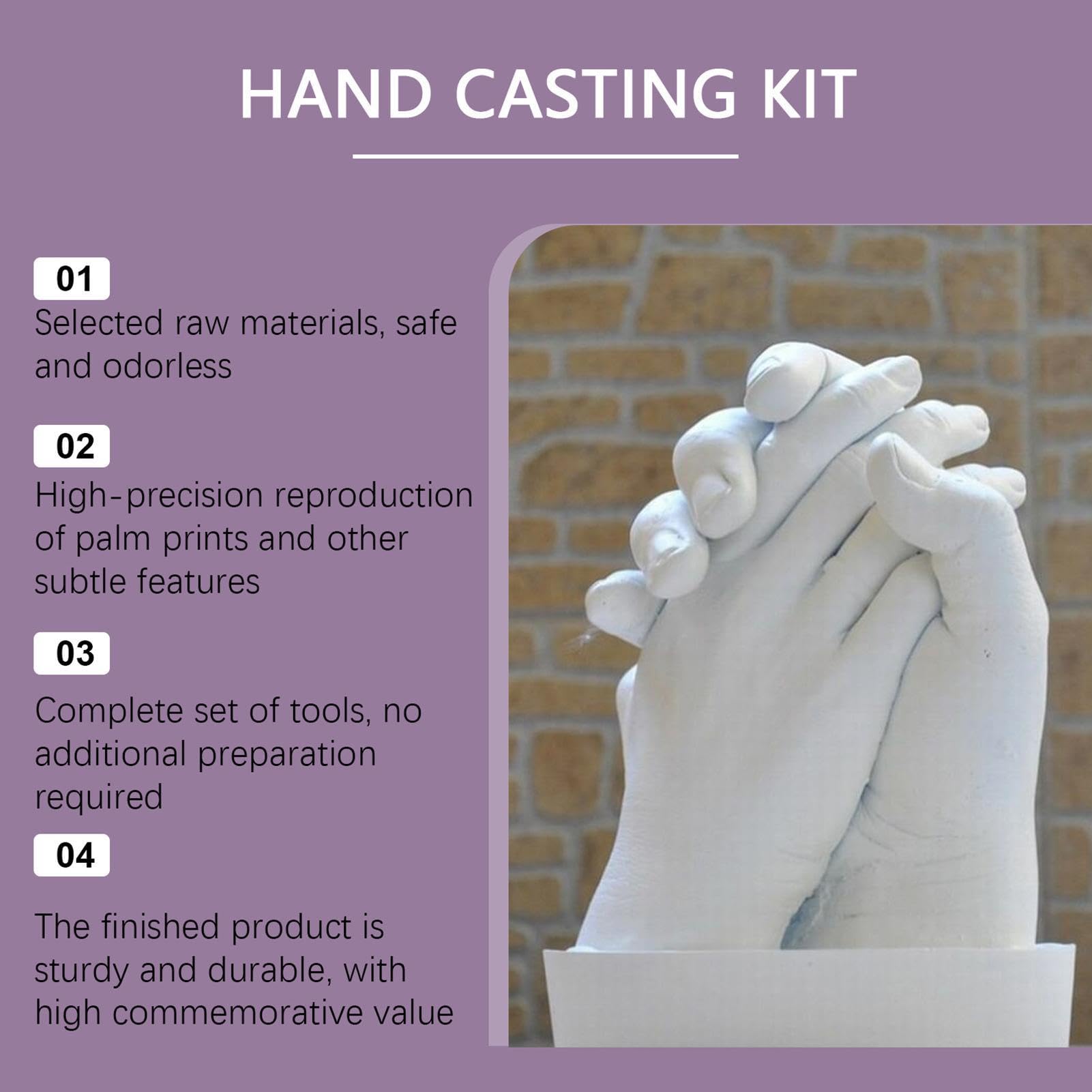 Generico Kit per Calco Mani Strumento per Calco in Gesso Romantico | Kit per Calco Mano Famiglia Regalo Ideale per Famiglia Fidanzato Fidanzata San