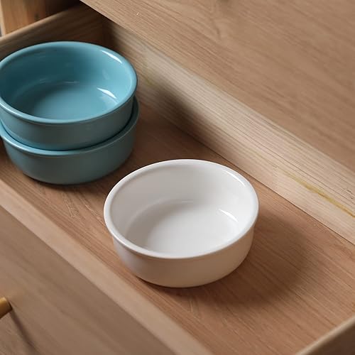 Miniatura 4 de GDCZ Ceramics - Cuencos elevados para perros pequeños con soporte de metal para alimentos y platos de agua para mascotas, 15 onzas (blanco)