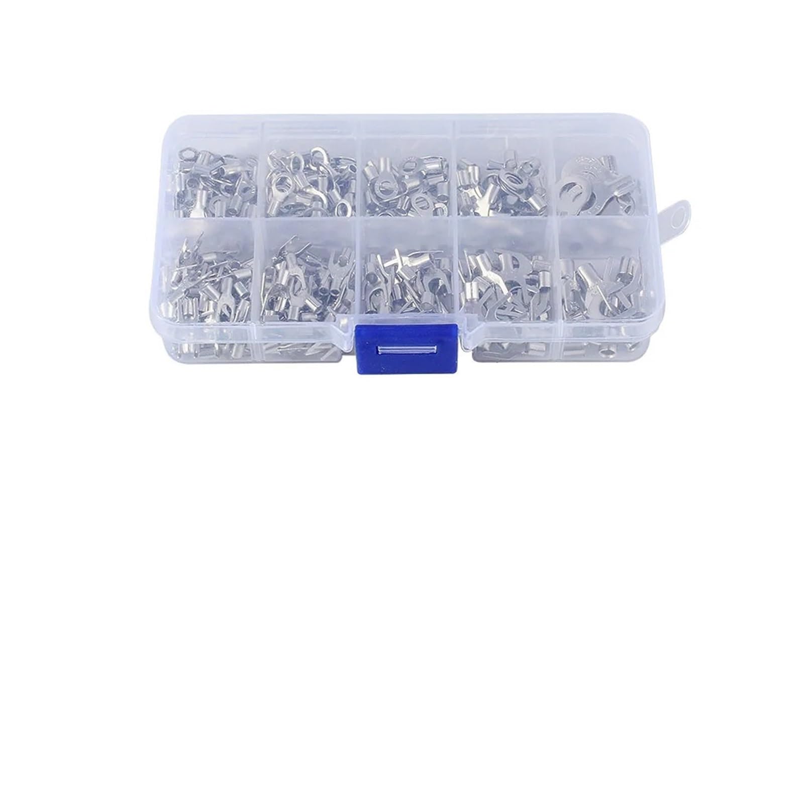 AARTERZZA 320Pcs Box 10 Model Crimp Terminal+Pliers 0.5-4mm Non-Insulated Ring Fork U-Type Brass Assortment Cable Wire Connector Spade(320pcs with Pliers)
