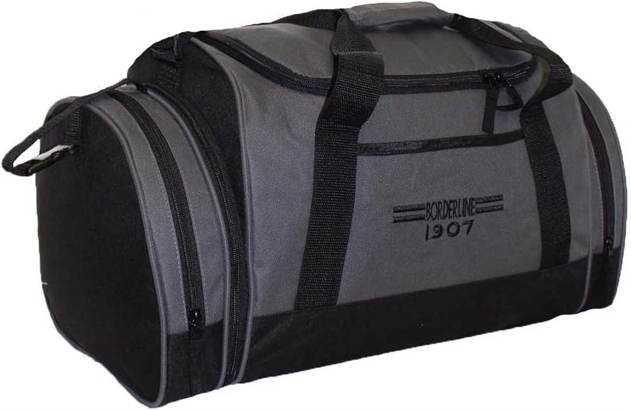 Sports Duffle Bag with Shoes Compartment and Wet Pocket, Gym Bag for Men and Women, Durable Travel Duffel Bag with Shoulder Strap (07 Black/Grey)
