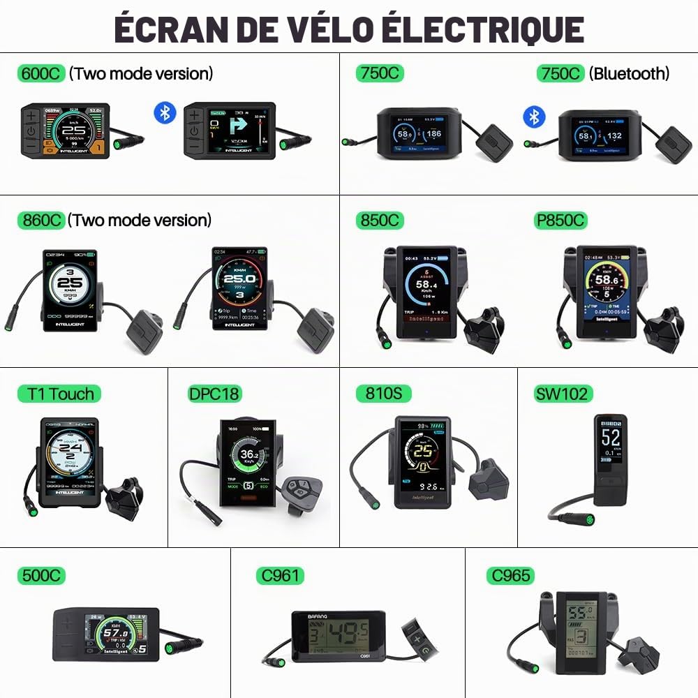 LCD Ecran 600C 750C Bluetooth 850C P850C 860C T1 Touch Screen Compteurs Vélo pour Bafang BBS01B BBS02B Mid Motor, Moteur moyeu, Cyclisme Display