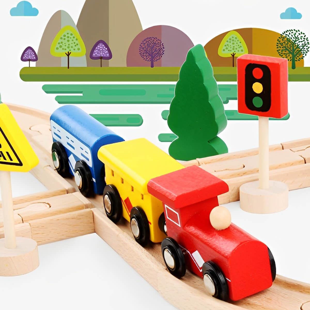 Pista Trenino Set Binari Trenino Di Legno, Bambini Anni Trenino