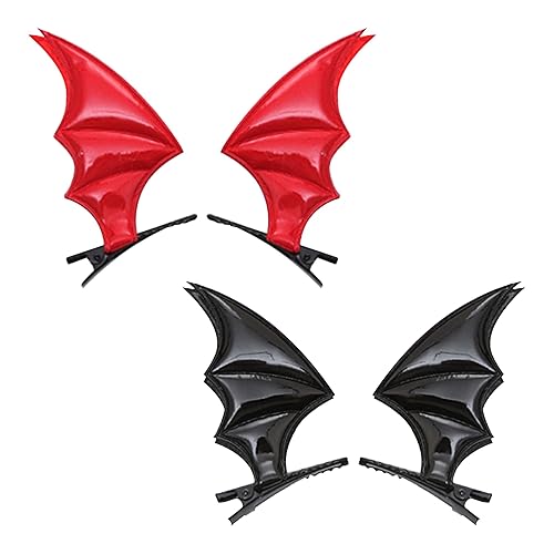 Miniatura 1 de 2 pares de pinzas para el pelo de murciélago de Halloween, horquillas de murciélago negro y rojo, lindos accesorios de Halloween para mujeres,