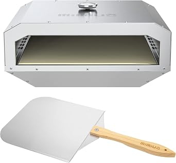 Mimiuo Pizza Oven Kit for Double Burner Stove and Indoor Gas Range، Camping Stove Burner Top Pizza Box with Pizza Stone and Pizza Peel - Stainless Gas Grill Pizza Oven for Propane Stove