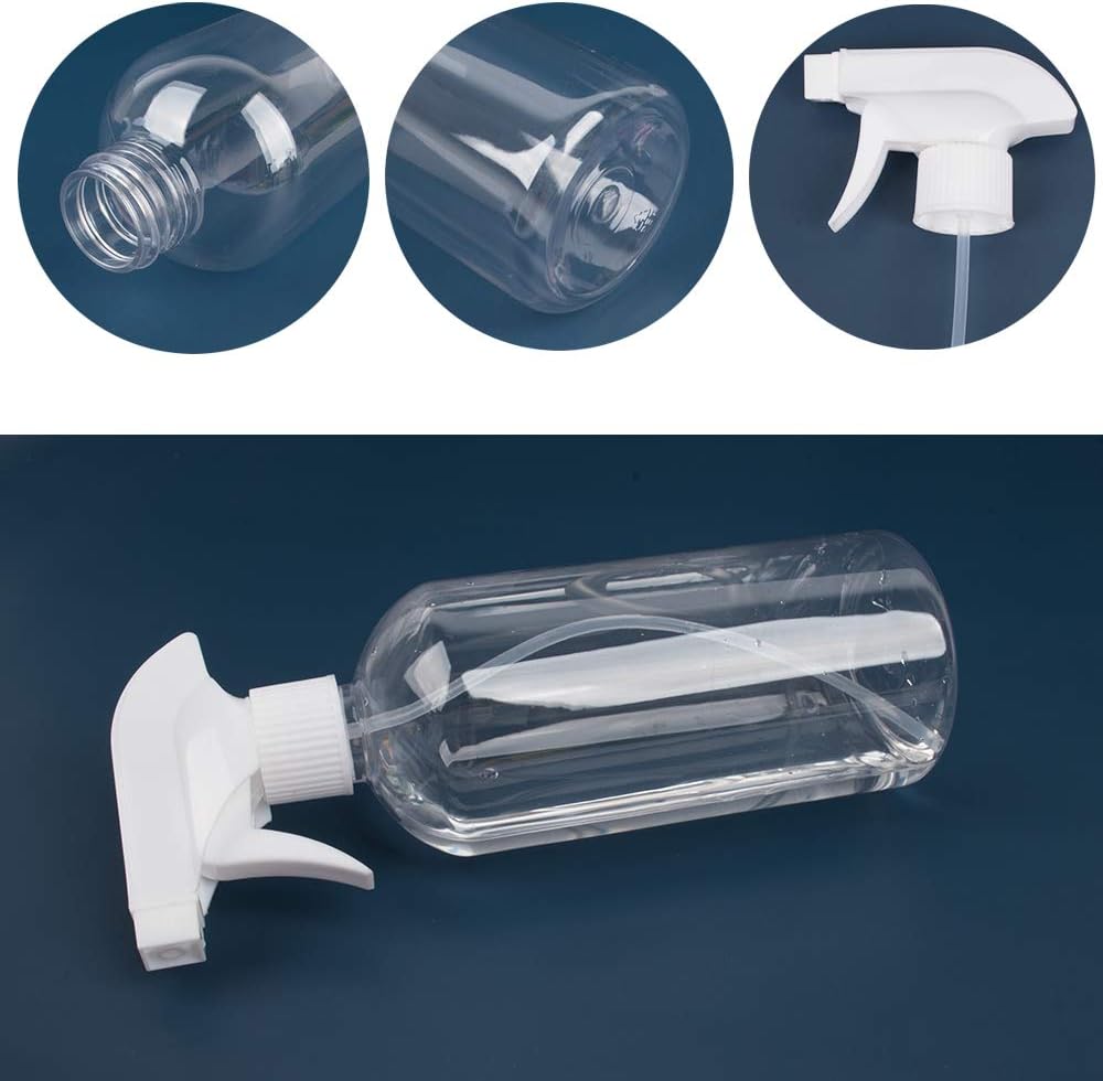 16.9 oz Plastic Spray Bottle Trigger Empty Spray Bottles Clear Refillable Container for Water, Essential Oils, Hair, Cleaning Products, Adjustable Head Sprayer and Stream (2 Pack)
