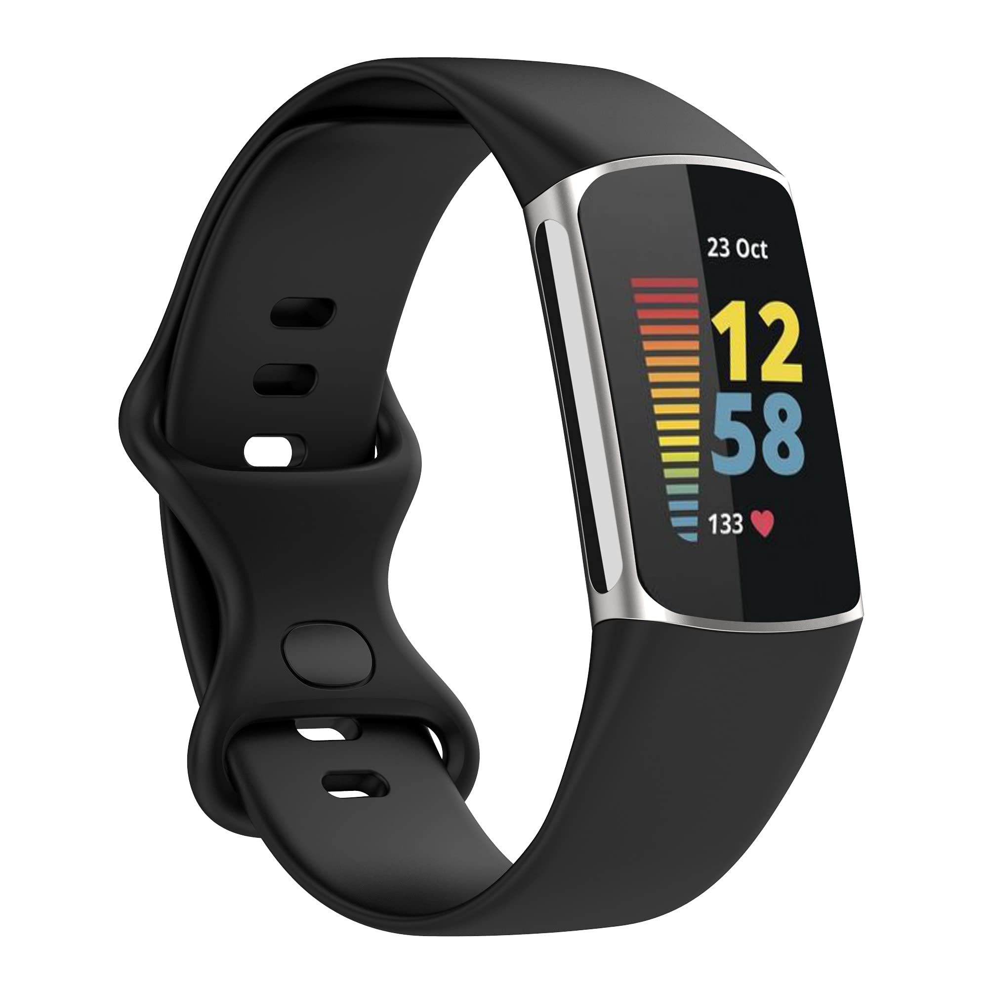 AISPORTS Compatible with Fitbit Charge 6/5 Strap Silicone for Women Men, Soft Flexible Breathable Silicone Sport Wristband Metal Clasp Bracelet Replacement Strap for Fitbit Charge 6/5 Activity Tracker