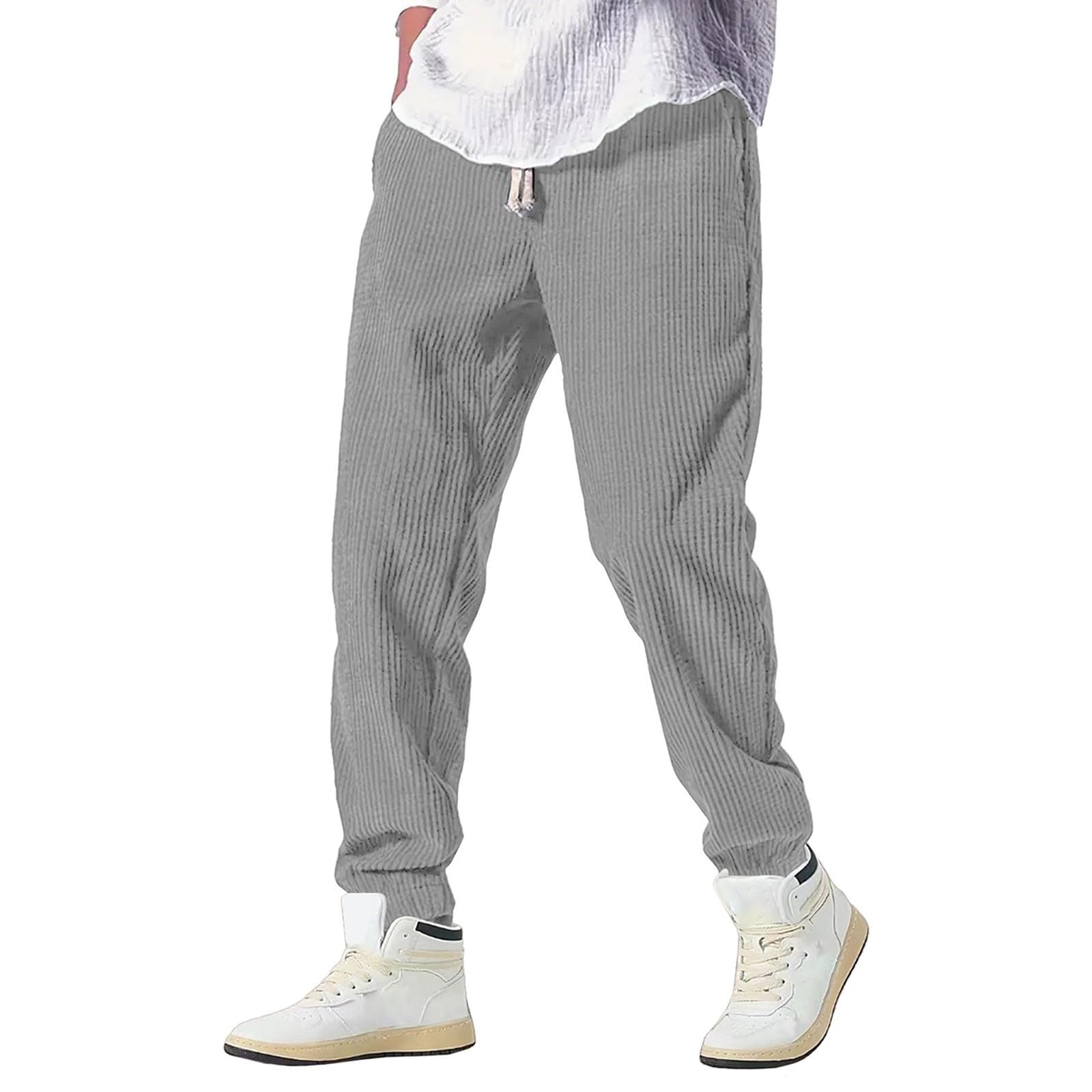 Pantalon japonais homme en velours côtelé gris taille M style streetwear