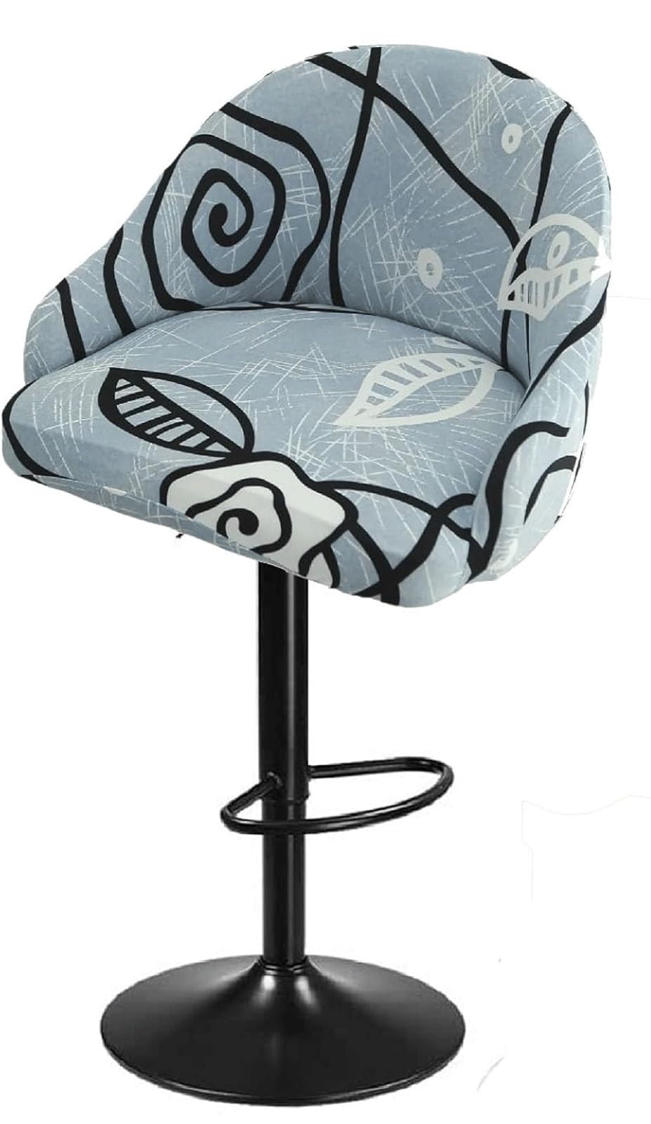 SDNAM Pub Bar Counter Stool Chair Covers with Back and Arms Set of 4/2/1 Stretch, Swivel Curved Kitchen Barstool Chair Cover Curved Back Bar Stool Slipcovers with Arms(H7,1PC)