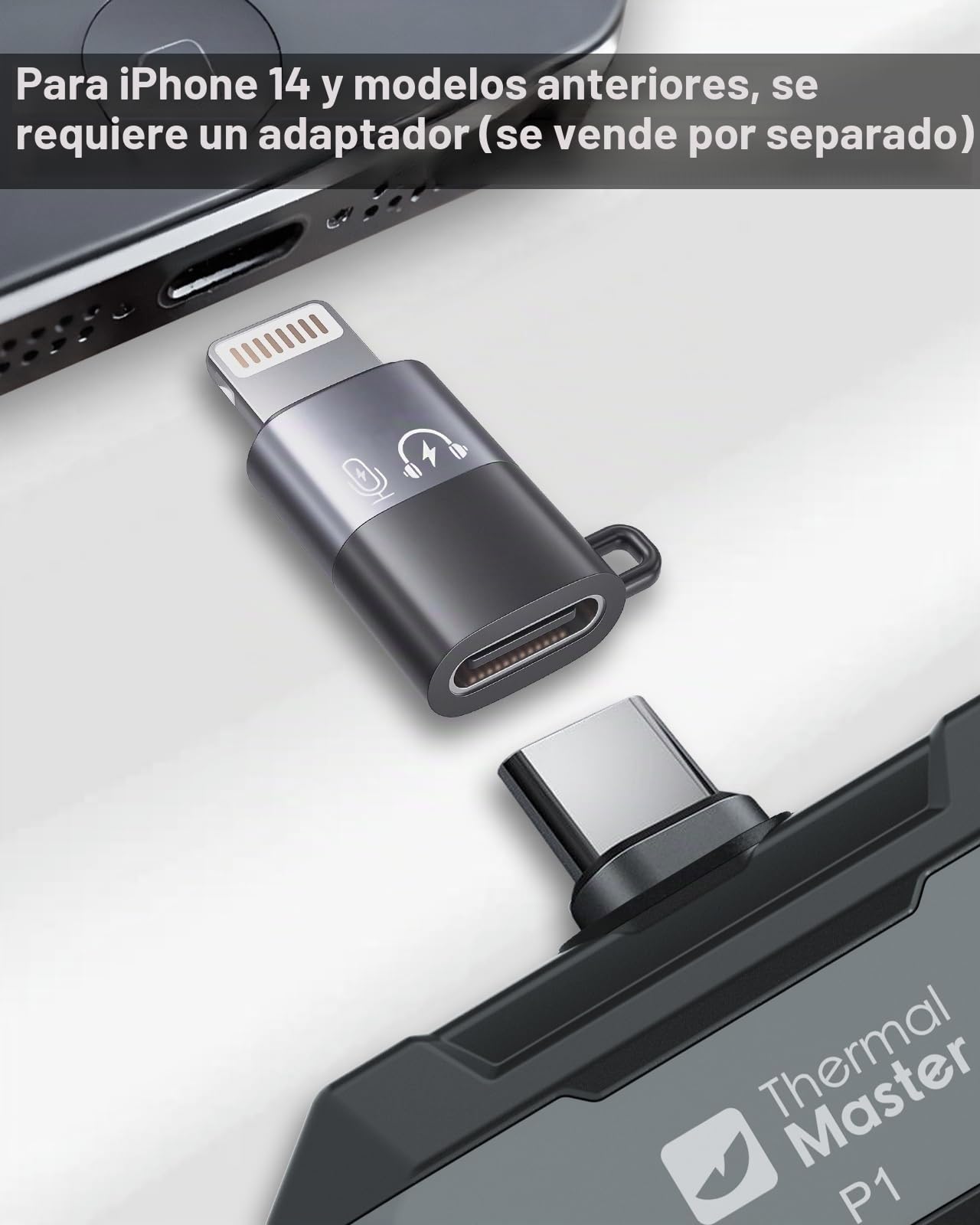 Thermal Master P1 Cámara térmica para iPhone 15/16 y cámara infrarroja Android con resolución Super IR 320 x 240, cámaras termográficas ± 2 ℃, precisión de inspección en casa, zoom 15x, Gris
