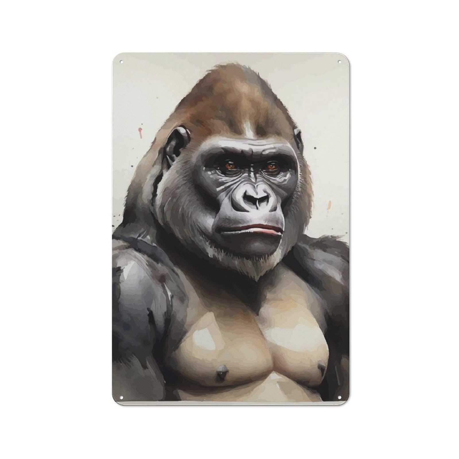 Junmoney Gorilla Watercolor For Dining Room Or Kitchen, Rustic Metal Sign 30X20cm, For Home Interiors, Feature Walls And Decorative Displays