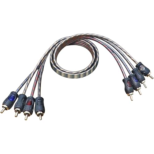 RECOIL RCI43 100% Oxygen Free Copper 4-Channel RCA Audio Cable, Twisted Pair with Noise Reduction (3ft)