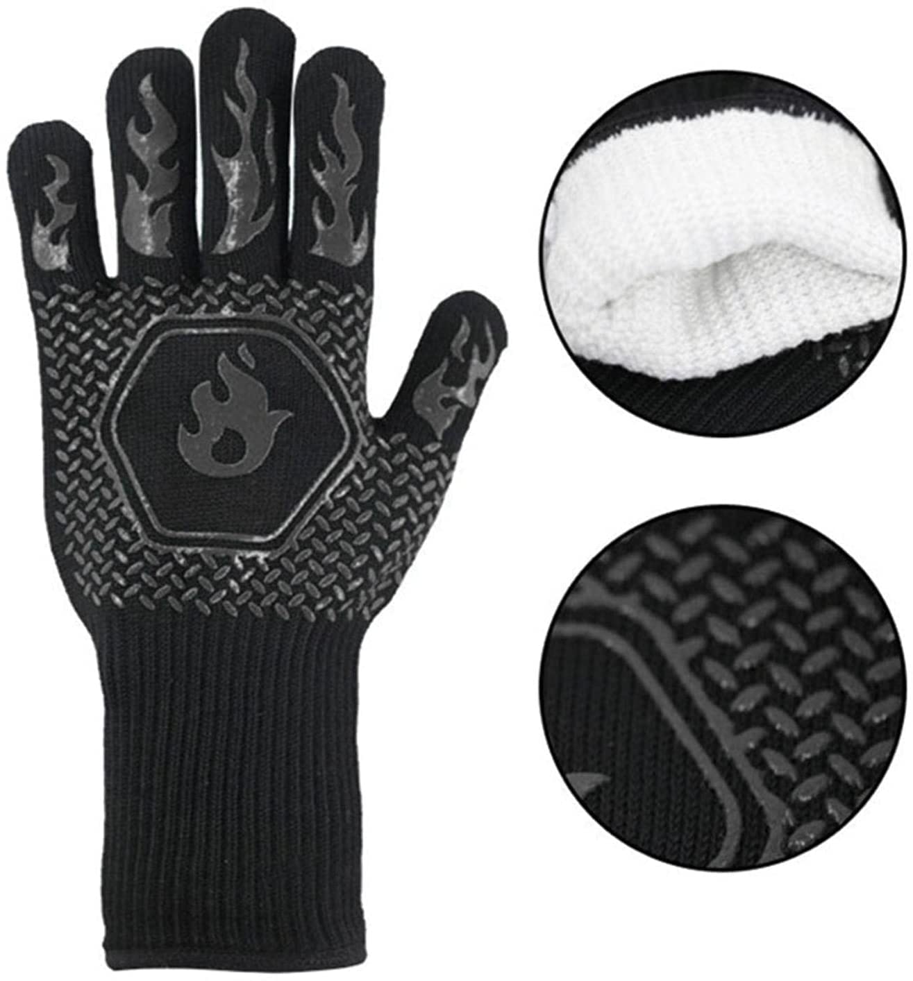 Manoplas Horno, Mitones del Horno de Calor Guantes Resistentes Barbacoa hasta 500 Antideslizante Guantes for cocinar la Barbacoa, Hornear Cocinar Barbacoa(1PCSred)