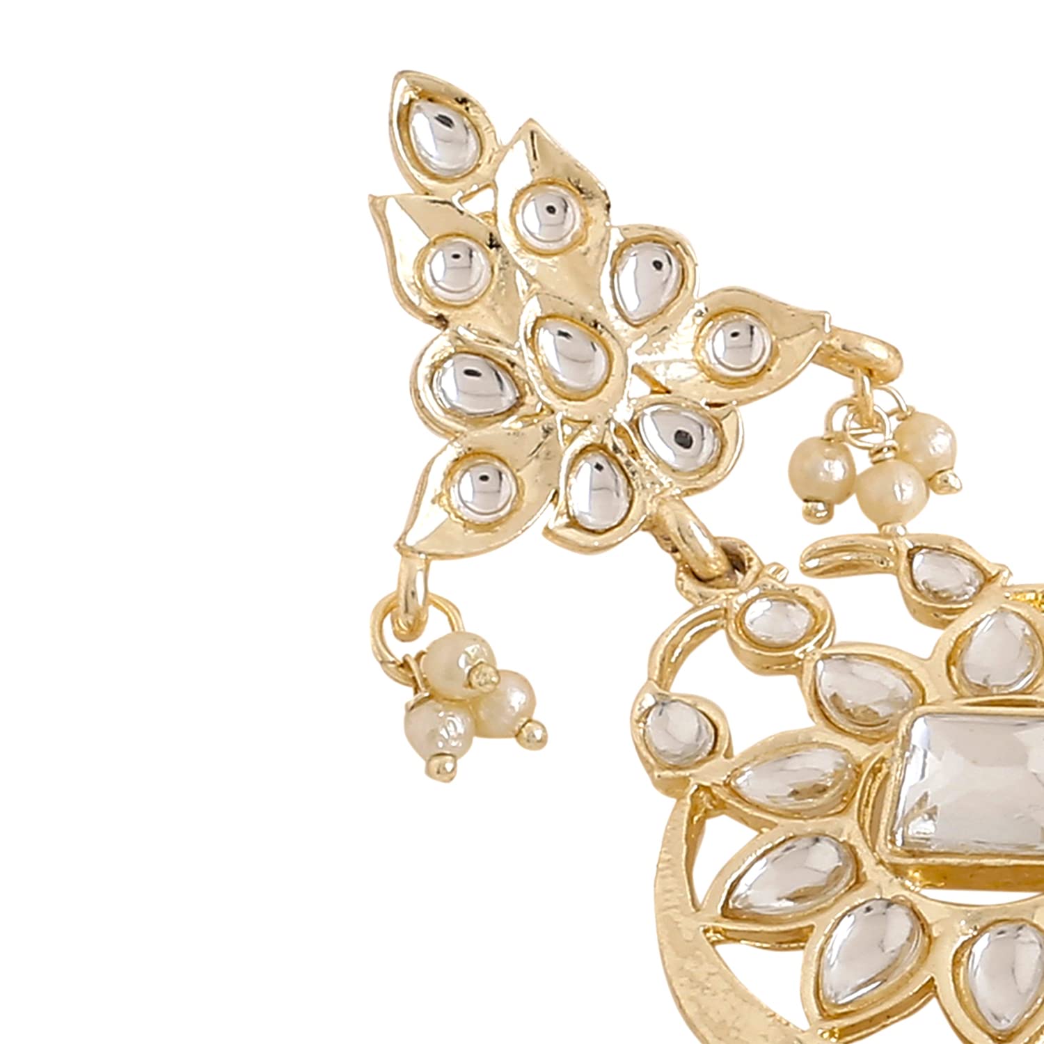 Kundans Chandbali Earrings Plated Studded Beads Drop