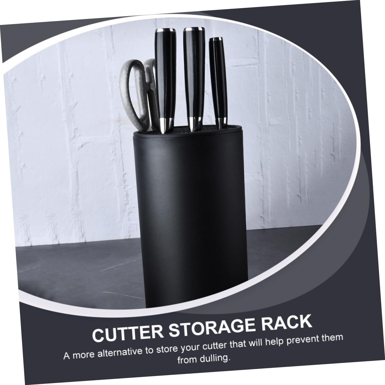 SECFOU Multi-functional Kitchen Cutter Storage Holder Plastic Knife Rack Organizer for Household Use Black