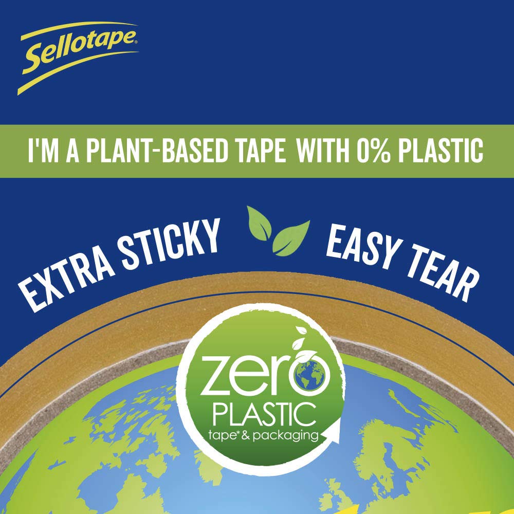 Sellotape Zero Plastic Tape, multifunctionele transparante tape voor huishoudelijke voorwerpen, doorzichtige verpakkingstape voor het plakken van enveloppen of kaarten, eenvoudig te gebruiken