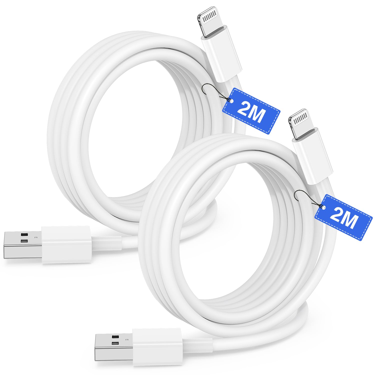 Long iPhone Charger Cable 2m, iPhone Charging Lead USB to Lightning Cable, 6ft Original iPhone Fast Charger Wire for Apple iPhone 14 Pro Max/13/12/11/X/XS/XR/8/7/6 Plus/5S/mini/SE iPad Air