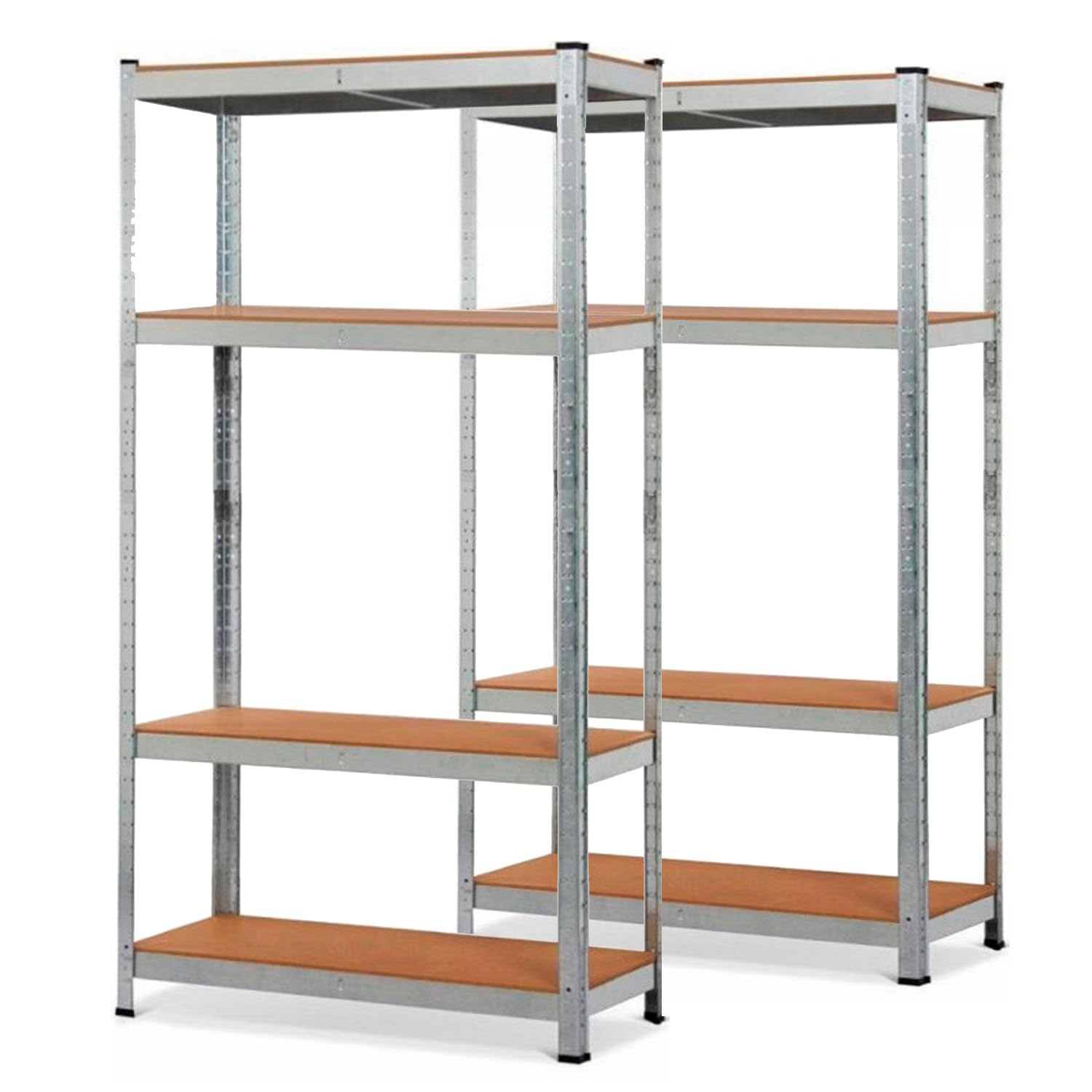 SMART REGALY - Industrieel rek 75 cm breed - rek voor zware lasten 150 cm hoog - metalen rek 30 cm diep - metalen rek zwart - opbergrek 175 kg - rek met MDF-platen - opbergrekken