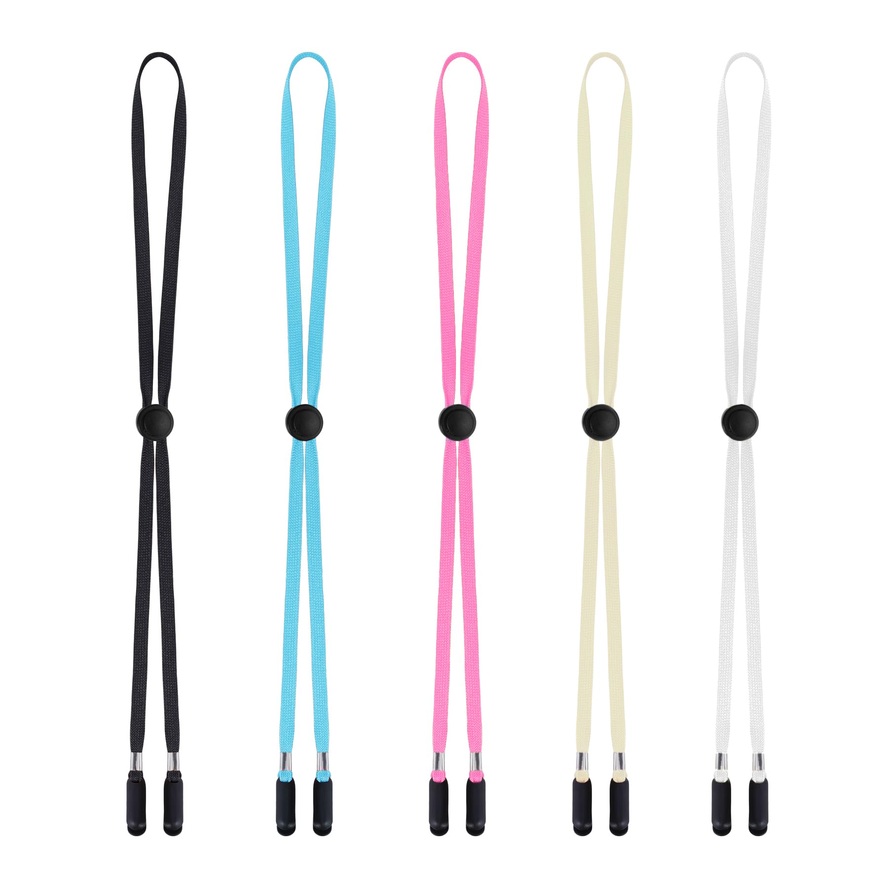 Sucrain 5 Pieces Adjustable Hat Strap Clips Hat Chin Cord for Golfing, Fishing, Boating