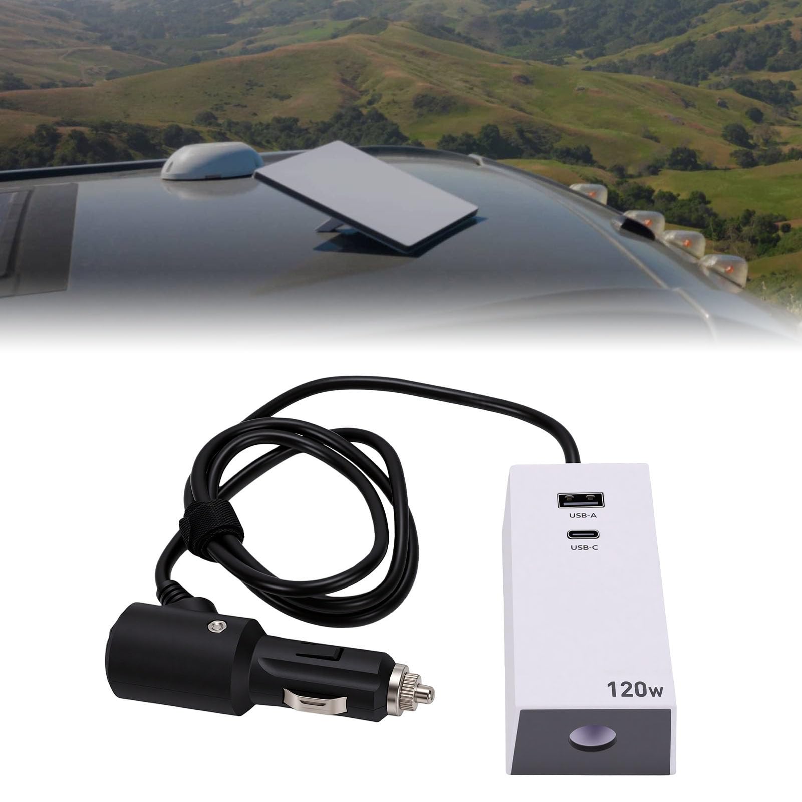 Fafeicy Adaptateur de Voiture Mini Antenne Parabolique 3 Pieds avec Affichage de Tension USB C PD 45W QC 3.0