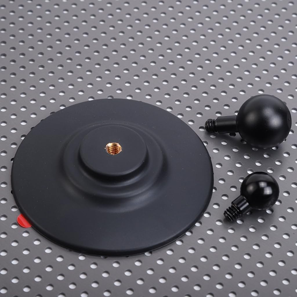 Adhesive Suction Cup Mount with 1/4" Screw Ball Head, 90mm | Anti-Slip & Waterproof, Rubber Coated Base, 90mm, Scratch Resistant Grip, for Phone Mount, DSLR & Camcorders