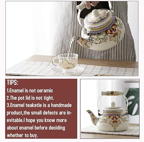Miniatura 6 de Tetera de acero esmaltado, tetera esmaltada de porcelana grande, hervidor de agua caliente, olla de inducción halógena, cafetera para estufa, diseño