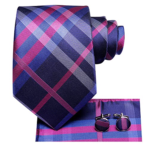 Image of Dubulle Mens Paisley Striped Tie Woven Necktie for Men and Handkerchief Cufflinks Set Wedding Formal Business