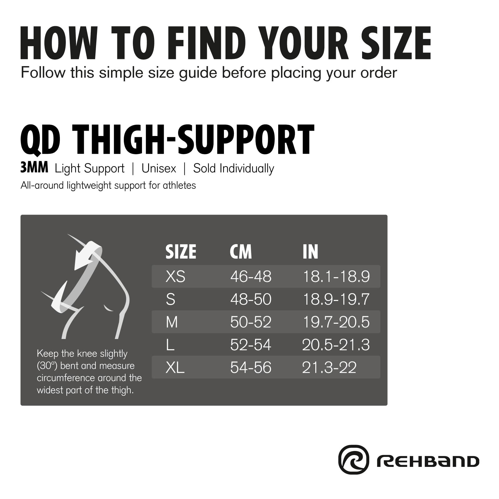 Rehband Oberschenkelbandage Kompressions-Bandage, 3mm Neopren Oberschenkelstütze, 1x stabilisierende Bandage Oberschenkel, Farbe:Schwarz, Größe:L