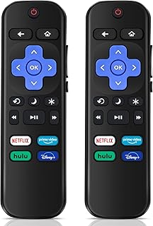 2 PCS Replaced Remote Control for Roku TV,Compatible for TCL Roku/Hisense Roku/Sharp Roku/Onn Roku/Insignia Roku ect,with Netflix Disney+/Hulu/Prime Video Buttons【Not for Roku Stick and Box】…